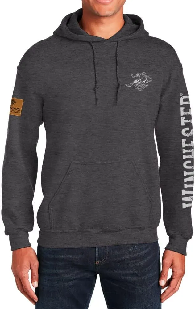 Winchester Legend Collection Rider Flag Made in the USA Printed Fleece Pullover Hooded Sweatshirt for Men