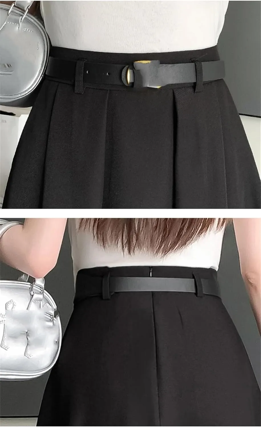 Women Full Skirt Spring Summer High Waist Midi Skirt Slim Solid Pleated A-Line Skirt