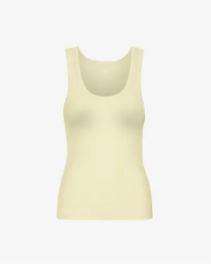 Women Organic Rib Tank Top - Soft Yellow