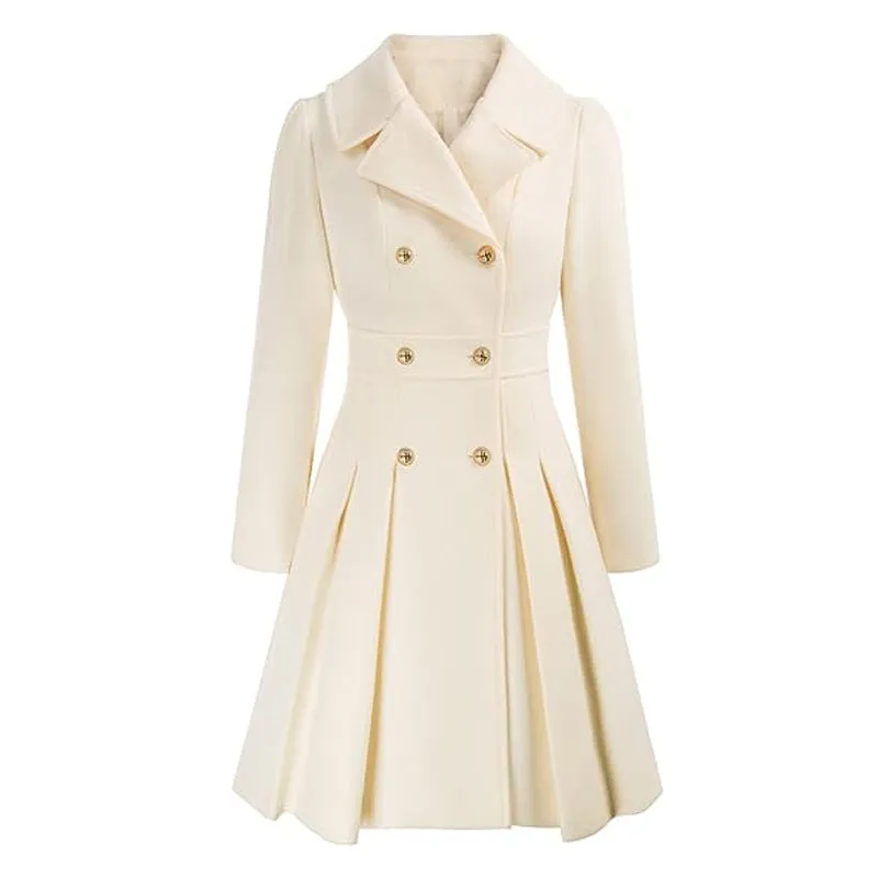 Women's A-line Slim Long Tweed Coat