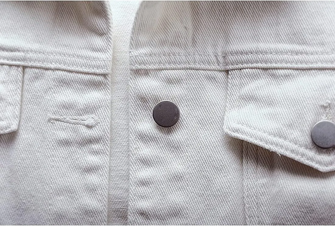 Women's Denim Cotton Button Closed Long Sleeve Solid Color Jacket With Pockets