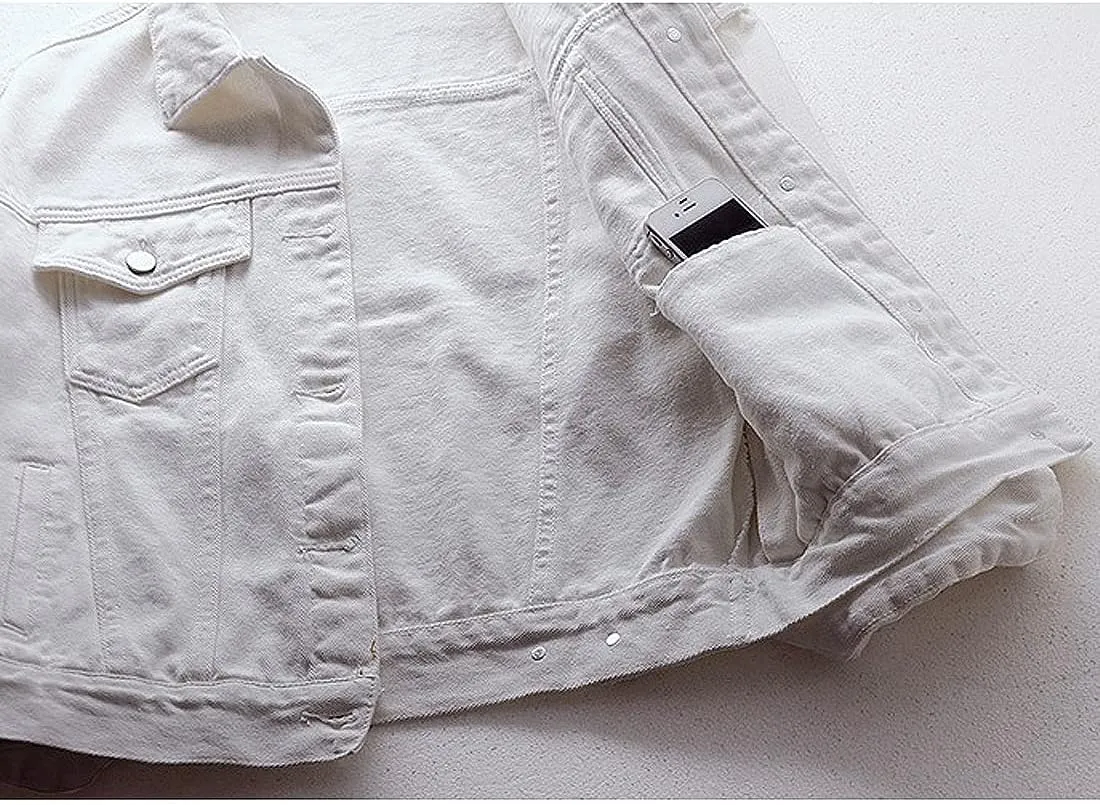 Women's Denim Cotton Button Closed Long Sleeve Solid Color Jacket With Pockets