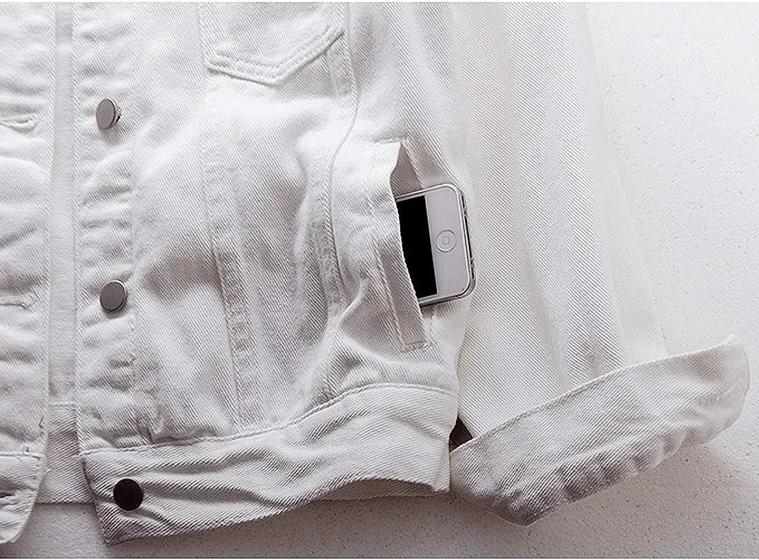 Women's Denim Cotton Button Closed Long Sleeve Solid Color Jacket With Pockets