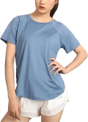 Women's Mesh Sports T-Shirt Short Sleeve Solid Color Loose Tops Running Fitness Quick Dry Shirts