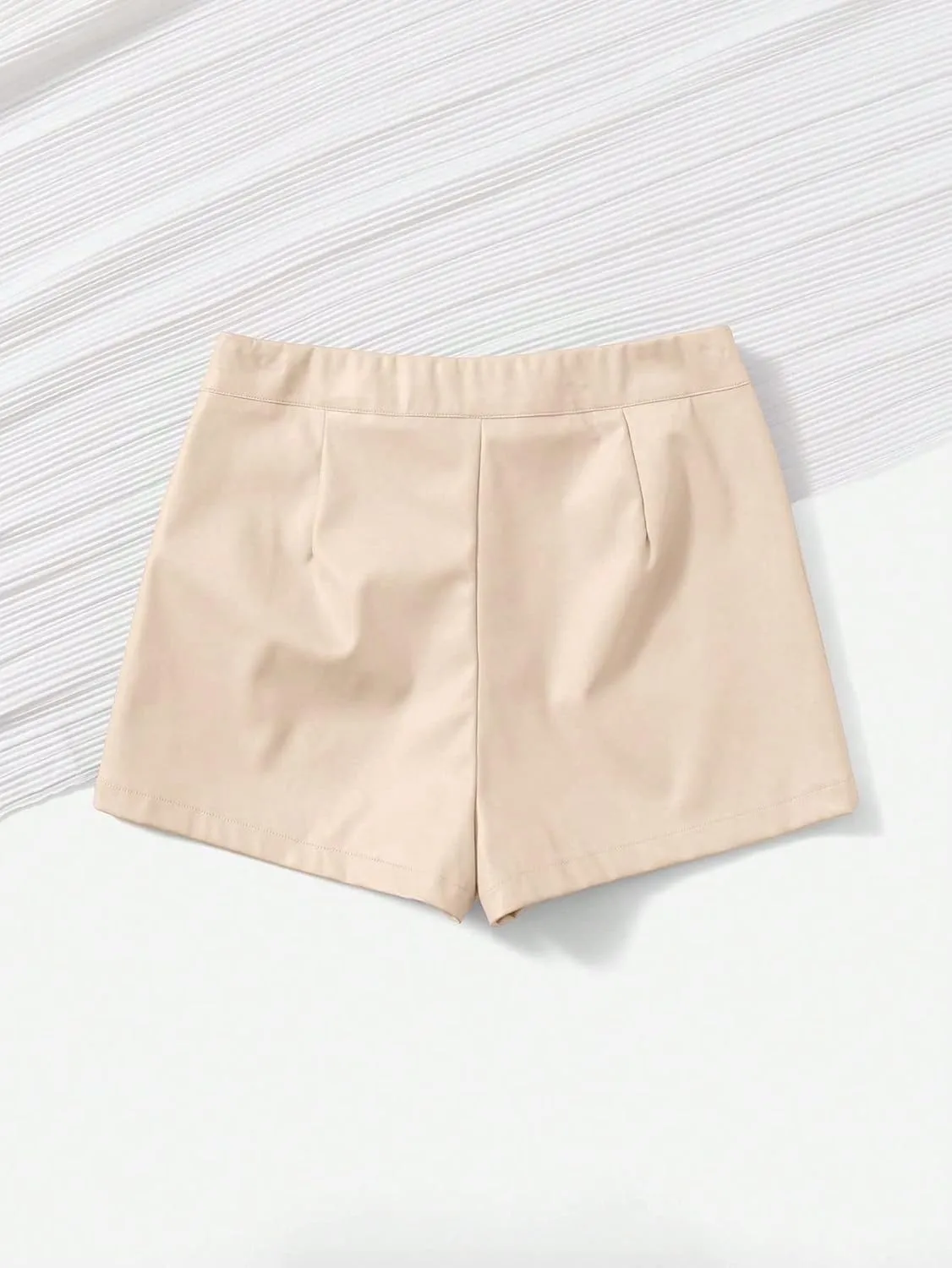 Women's PU Leather High Waisted Straight Leg Skinny Shorts Slim Faux Leather Stretch