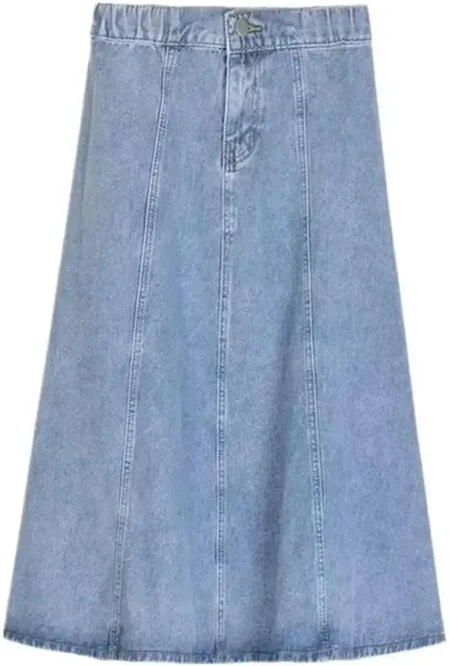 Women's Spring Summer Petite Denim Skirt  High-Waisted Medium-Length A-Line Elastic Bottom