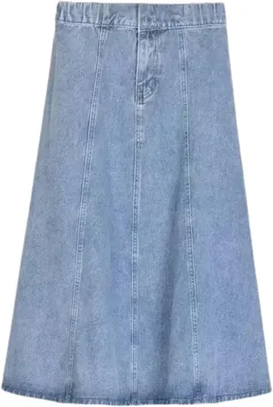 Women's Spring Summer Petite Denim Skirt  High-Waisted Medium-Length A-Line Elastic Bottom