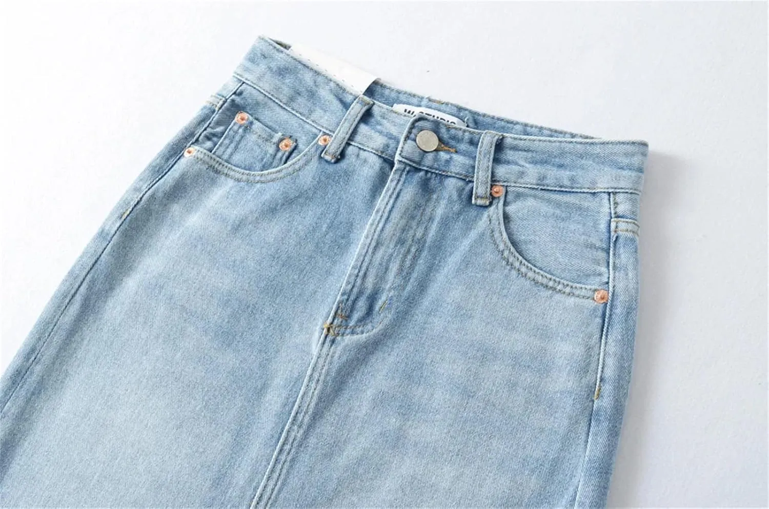 Women's Summer Side Slits Long Denim Skirts Casual High Waisted Black Straight Maxi Jean Skirt