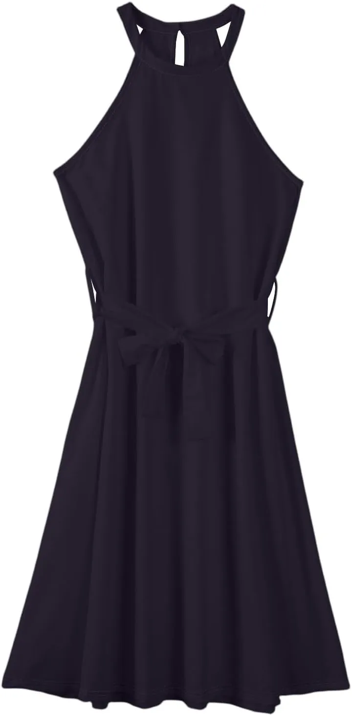 Women's Sundresses Summer Casual Loose Trendy Sleeveless Solid Color Vacation Beach Maxi Dress, S-2XL