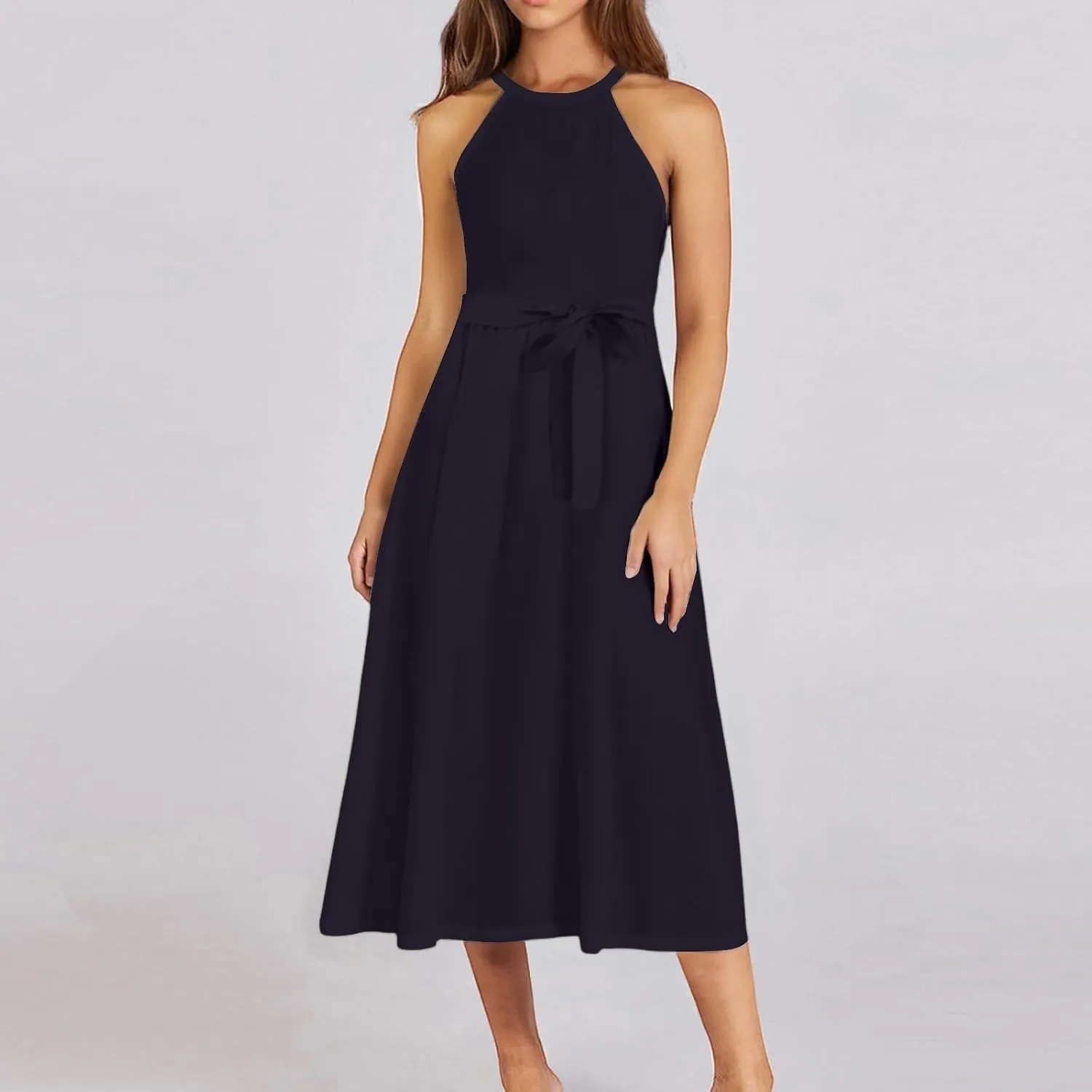 Women's Sundresses Summer Casual Loose Trendy Sleeveless Solid Color Vacation Beach Maxi Dress, S-2XL