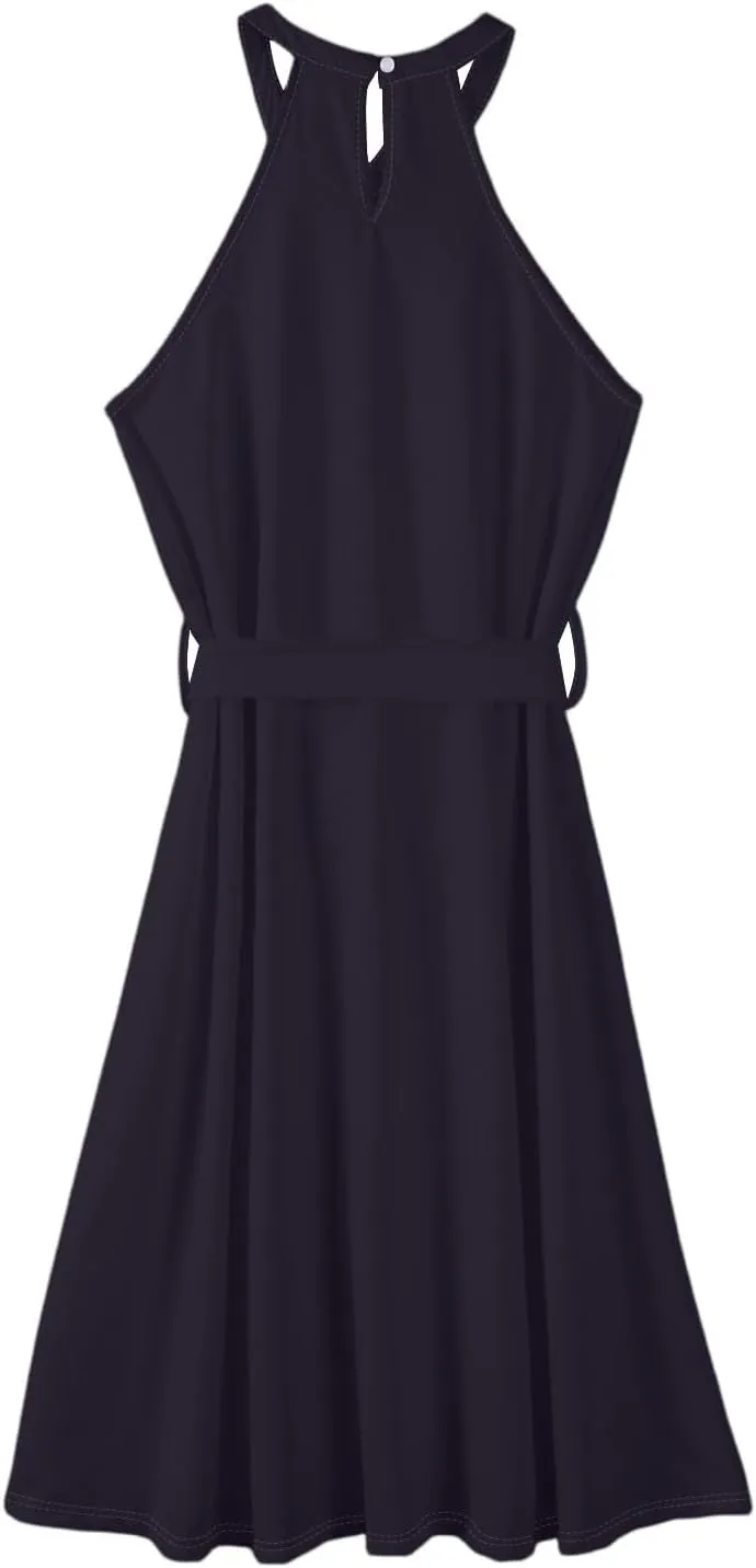 Women's Sundresses Summer Casual Loose Trendy Sleeveless Solid Color Vacation Beach Maxi Dress, S-2XL