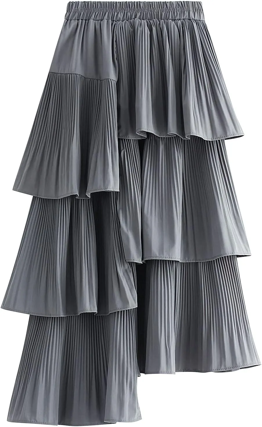Womens Tulle Skirts Elastic Waisted Draped A-Line Pleated Long Skirt Stylish Comfy Midi Skirt
