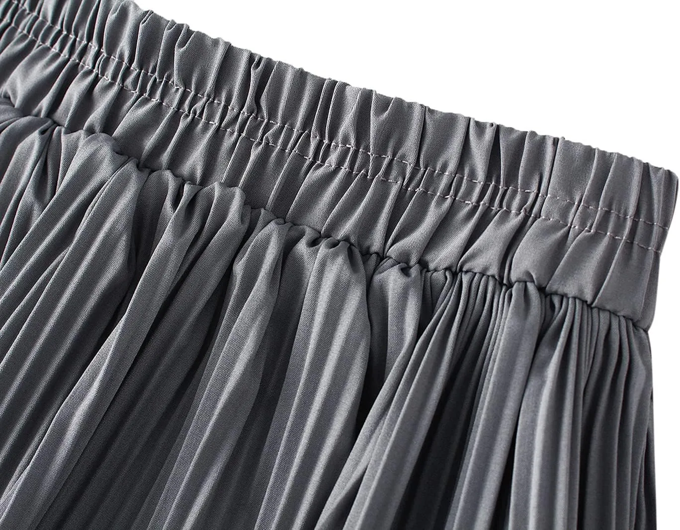 Womens Tulle Skirts Elastic Waisted Draped A-Line Pleated Long Skirt Stylish Comfy Midi Skirt