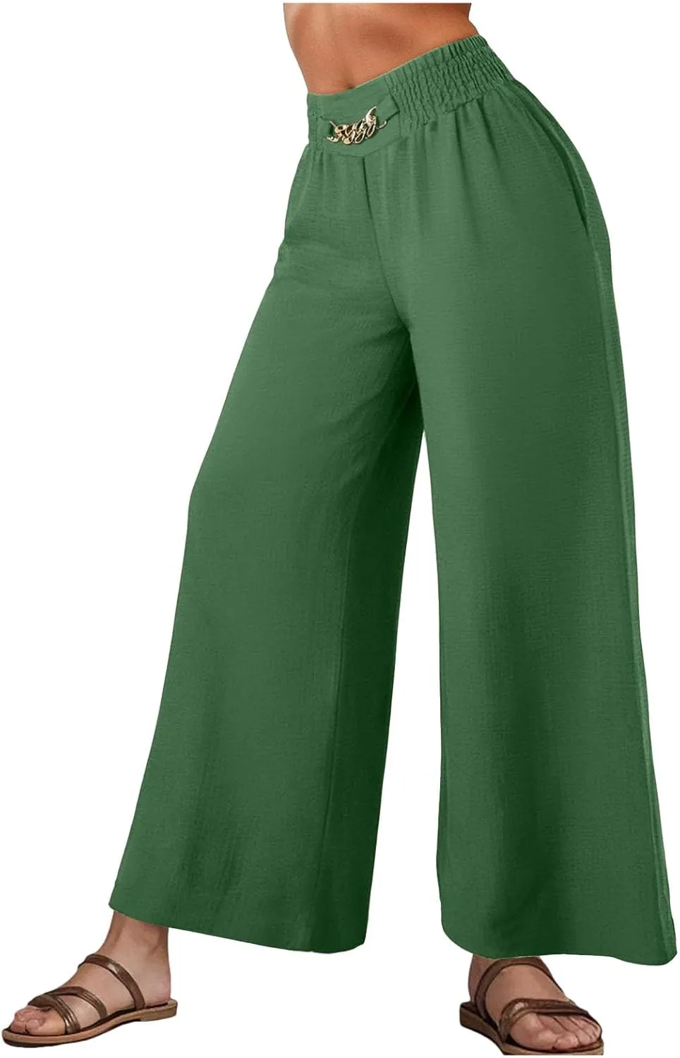 Women's Wide Leg Pants Ladies Fashion High Waist Elastic Drape Trousers Solid Color