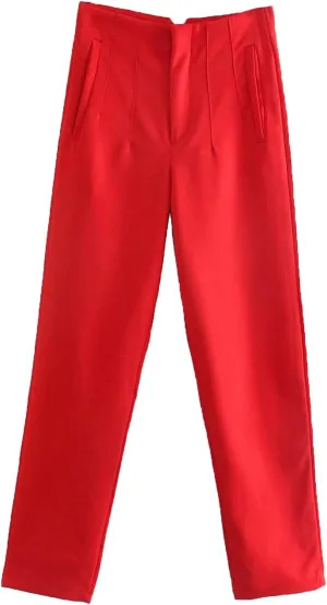 Work Pants Women Wide Leg Elastic High Waist Button Down Straight Long Trousers Business Casual Outfits for Women