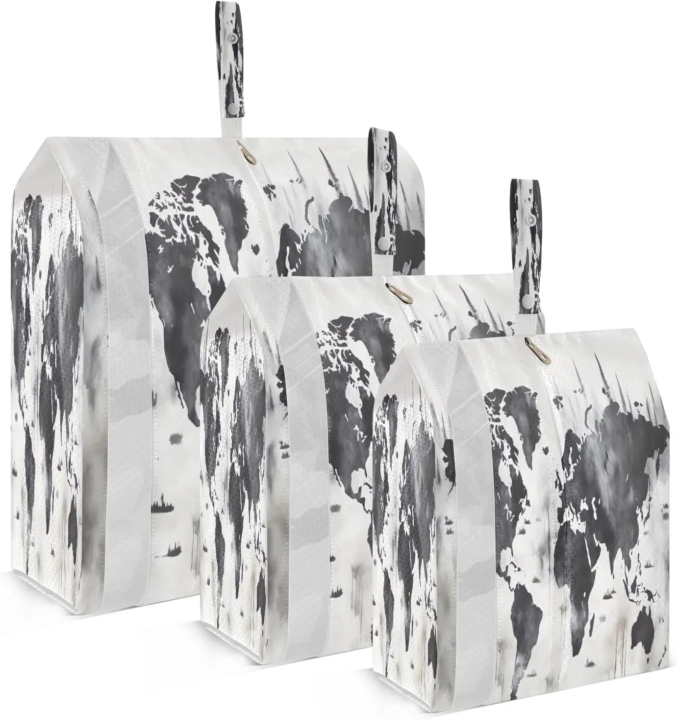 World Map Black White Packing Cubes for Travel 3 Set Packing Bags Luggage Packing Organizers for Travel Essentials