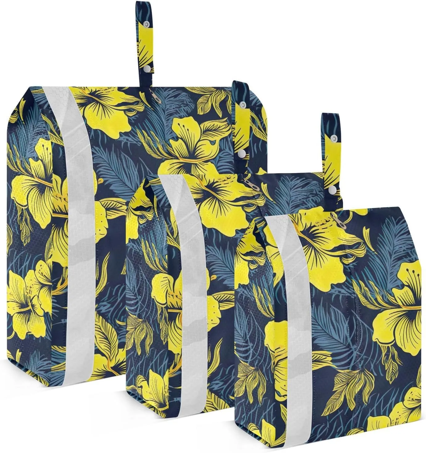 Yellow Florals Palms Packing Cubes for Travel 3 Set Compression Travel Cubes Luggage Cubes for Travel
