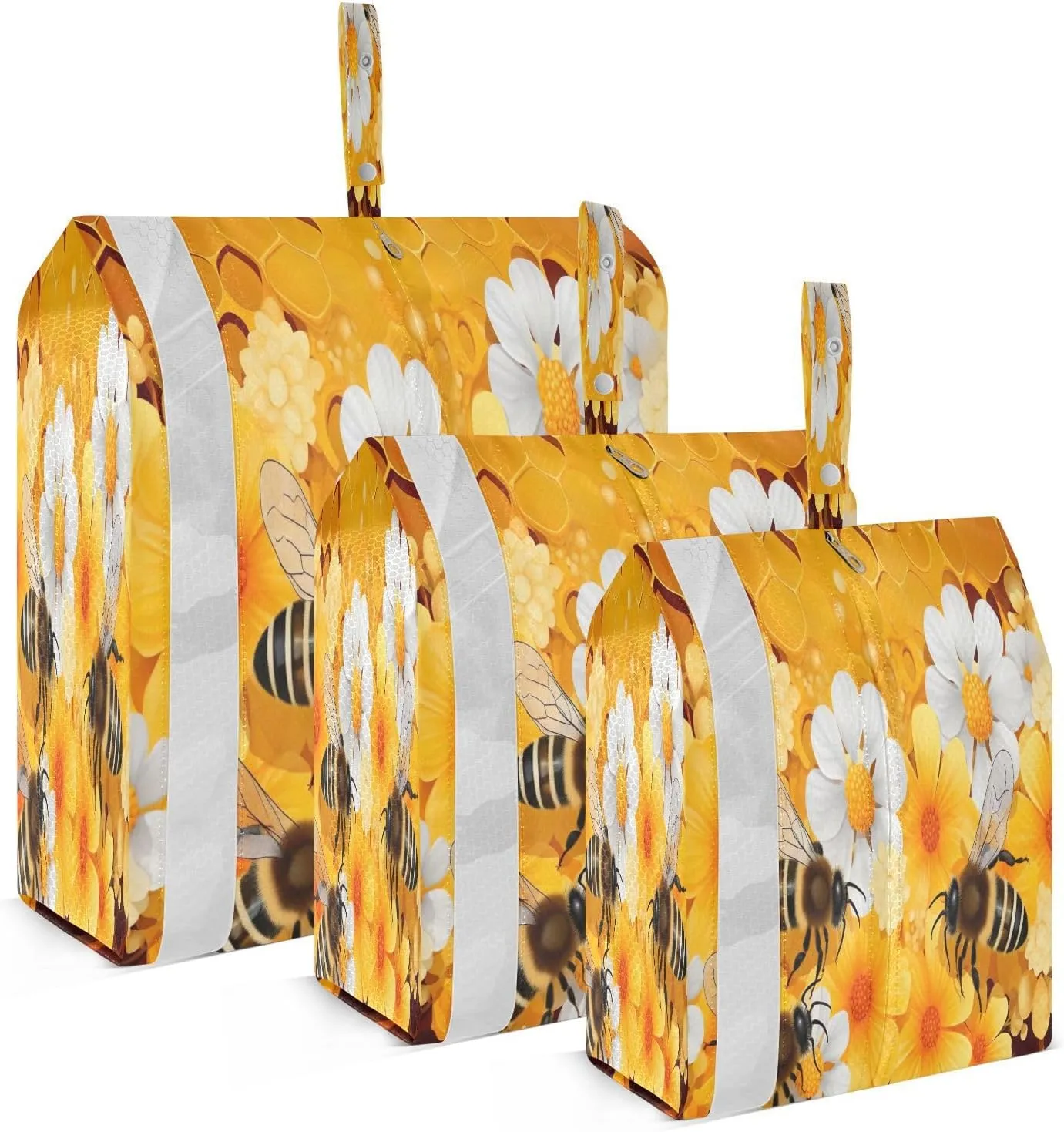 Yellow Flower Bees Packing Cubes for Travel 3 Set Compression Travel Cubes Luggage Cubes for Travel