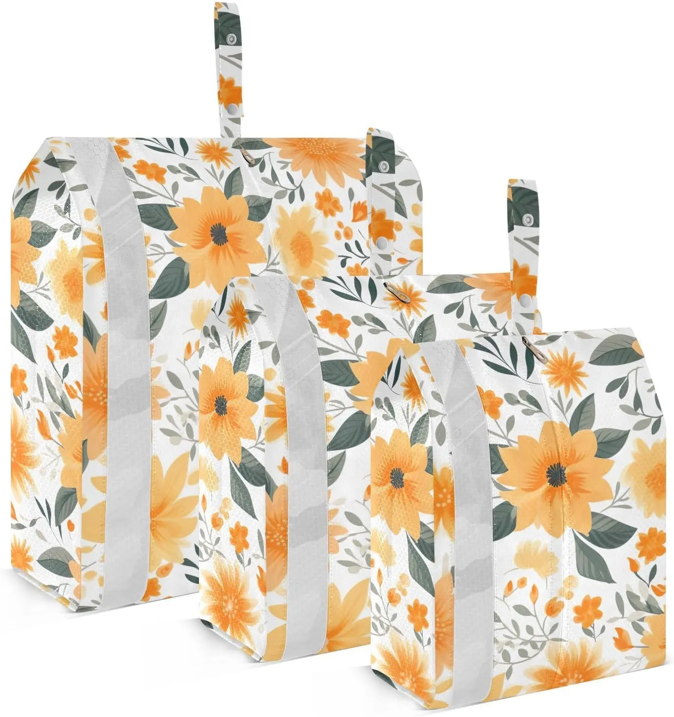 Yellow Flowers Leaves Packing Cubes for Travel 3 Set Packing Compression Cubes Suitcase Organizer for Travel Essentials