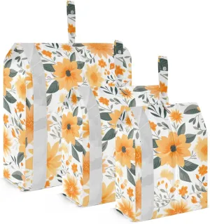 Yellow Flowers Leaves Packing Cubes for Travel 3 Set Packing Compression Cubes Suitcase Organizer for Travel Essentials
