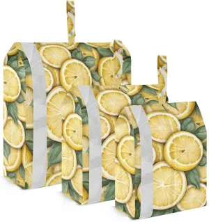 Yellow Lemons Leaves Packing Cubes for Travel 3 Set Compression Bag Luggage Cubes for Luggage