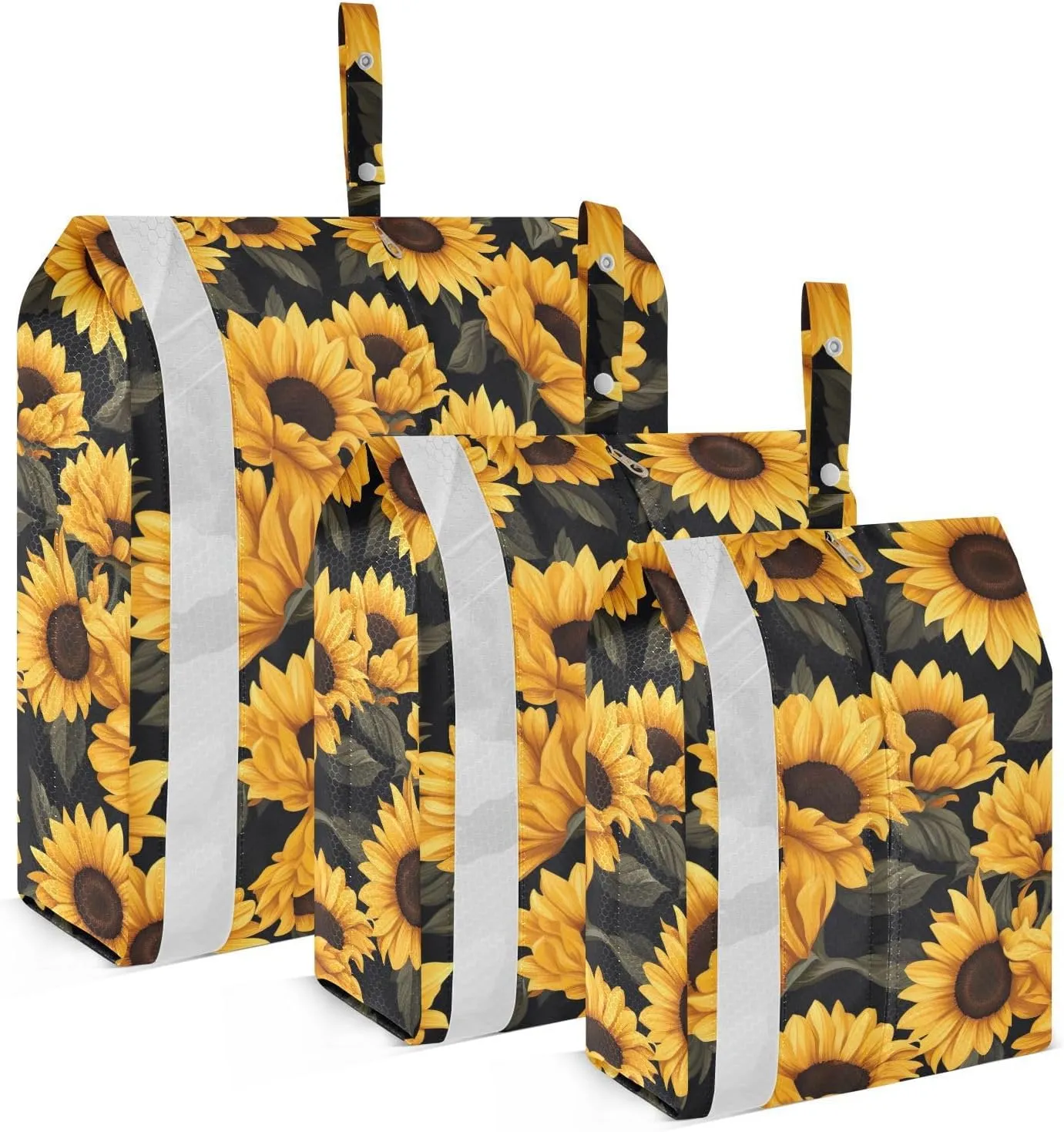 Yellow Sunflower Black Packing Cubes for Travel 3 Set Packing Cubes Large Luggage Bags for Organization