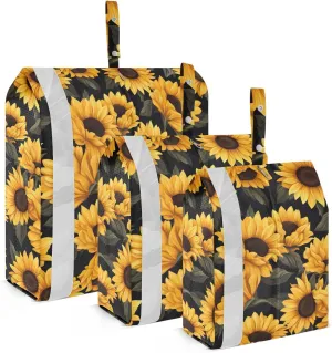 Yellow Sunflower Black Packing Cubes for Travel 3 Set Packing Cubes Large Luggage Bags for Organization