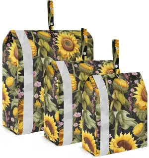 Yellow Sunflowers Flowers Leaves Packing Cubes for Travel 3 Set Compression Packing Bags Luggage Cubes for Suitcase