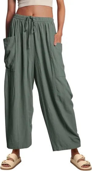YKR Wide Leg Pants Woman Casual Loose Lightweigt Beach Palazzo Harem Pants Flowy Pants 2025