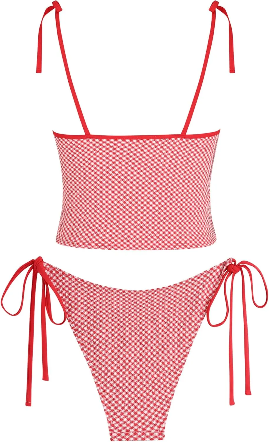 ZAFUL Tankini Swimsuits for Women Tie Front Tummy Control Spliced Ruffles Bikini Sets Two Piece Bathing Suits